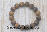 CGB5508 10mm, 12mm round matte yellow tiger eye beads stretchy bracelets