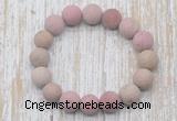 CGB5510 10mm, 12mm round matte pink wooden jasper beads stretchy bracelets