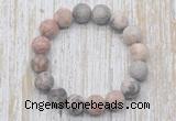 CGB5514 10mm, 12mm round matte pink zebra jasper beads stretchy bracelets