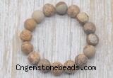 CGB5516 10mm, 12mm round matte picture jasper beads stretchy bracelets