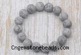 CGB5517 10mm, 12mm round matte grey picture jasper beads stretchy bracelets