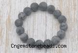 CGB5520 10mm, 12mm round matte black labradorite beads stretchy bracelets