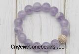 CGB5656 10mm, 12mm lavender amethyst beads with zircon ball charm bracelets