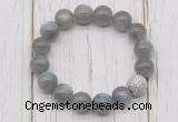 CGB5663 10mm, 12mm labradorite beads with zircon ball charm bracelets