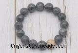 CGB5665 10mm, 12mm black labradorite beads with zircon ball charm bracelets