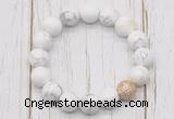 CGB5690 10mm, 12mm white howlite beads with zircon ball charm bracelets