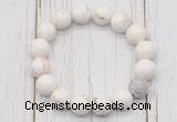 CGB5691 10mm, 12mm white howlite turquoise beads with zircon ball charm bracelets