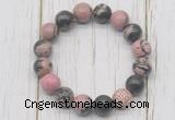 CGB5694 10mm, 12mm rhodonite beads with zircon ball charm bracelets