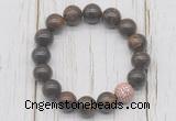 CGB5696 10mm, 12mm bronzite beads with zircon ball charm bracelets