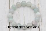 CGB5703 10mm, 12mm sea blue banded agate beads with zircon ball charm bracelets