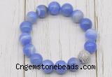 CGB5704 10mm, 12mm blue banded agate beads with zircon ball charm bracelets