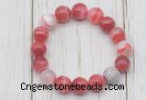 CGB5707 10mm, 12mm red banded agate beads with zircon ball charm bracelets