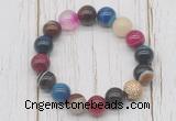 CGB5709 10mm, 12mm colorful banded agate beads with zircon ball charm bracelets