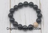 CGB5710 10mm, 12mm black banded agate beads with zircon ball charm bracelets