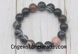 CGB5711 10mm, 12mm black banded agate beads with zircon ball charm bracelets