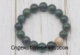 CGB5718 10mm, 12mm moss agate beads with zircon ball charm bracelets