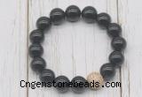 CGB5724 10mm, 12mm black agate beads with zircon ball charm bracelets