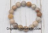 CGB5745 10mm, 12mm fossil coral beads with zircon ball charm bracelets