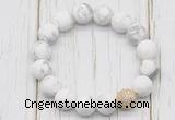 CGB5800 10mm, 12mm matte white howlite beads with zircon ball charm bracelets