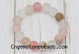 CGB5801 10mm, 12mm matte volcano cherry quartz beads with zircon ball charm bracelets