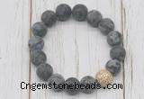 CGB5820 10mm, 12mm matte black labradorite beads with zircon ball charm bracelets