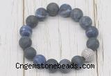 CGB5821 10mm, 12mm matte sodalite beads with zircon ball charm bracelets