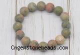 CGB5823 10mm, 12mm matte unakite beads with zircon ball charm bracelets