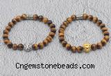 CGB6009 8mm round grade AA yellow tiger eye bracelet with lion head for men