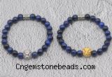 CGB6034 8mm round blue tiger eye bracelet with lion head for men