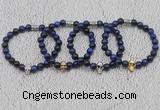 CGB6036 8mm round blue tiger eye bracelet with skull for men