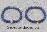 CGB6046 8mm round lapis lazuli bracelet with skull for men