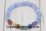 CGB6206 8mm blue banded agate 7 chakra beaded mala stretchy bracelets