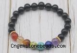 CGB6215 8mm black agate 7 chakra beaded mala stretchy bracelets