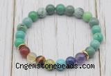 CGB6218 8mm grass agate 7 chakra beaded mala stretchy bracelets