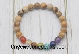 CGB6233 8mm picture jasper 7 chakra beaded mala stretchy bracelets