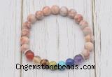 CGB6239 8mm red net jasper 7 chakra beaded mala stretchy bracelets