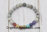 CGB6241 8mm greeting pine jasper 7 chakra beaded mala stretchy bracelets