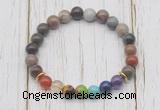 CGB6244 8mm wooden jasper 7 chakra beaded mala stretchy bracelets