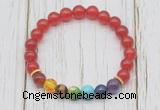 CGB6256 8mm candy jade 7 chakra beaded mala stretchy bracelets