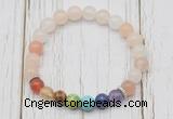 CGB6266 8mm pink aventurine 7 chakra beaded mala stretchy bracelets