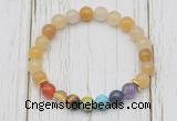 CGB6267 8mm yellow aventurine 7 chakra beaded mala stretchy bracelets