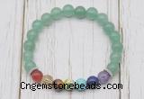 CGB6268 8mm green aventurine 7 chakra beaded mala stretchy bracelets