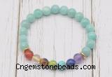 CGB6272 8mm peru amazonite 7 chakra beaded mala stretchy bracelets