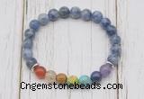 CGB6277 8mm blue spot stone 7 chakra beaded mala stretchy bracelets