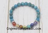 CGB6281 8mm apatite 7 chakra beaded mala stretchy bracelets