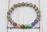 CGB6284 8mm rhyolite 7 chakra beaded mala stretchy bracelets