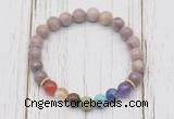 CGB6287 8mm lepidolite 7 chakra beaded mala stretchy bracelets