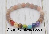 CGB6318 8mm rainbow moonstone 7 chakra beaded mala stretchy bracelets