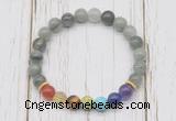 CGB6321 8mm seaweed quartz 7 chakra beaded mala stretchy bracelets