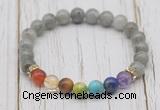 CGB6323 8mm labradorite 7 chakra beaded mala stretchy bracelets